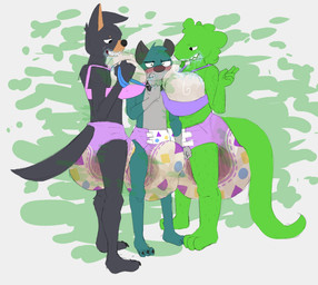 blush blushing_at_viewer bodily_fluids body_hair bra breast_squish breasts bullying clothing collar collar_pull diaper diaper_boobs drool_on_breasts drool_on_face drooling erection erection_in_diaper excessive_feces excessive_saliva feces group hyper hyper_erection_under_clothes hyper_feces hyper_soiling inbetween_tits looking_at_another looking_at_partner looking_at_viewer male male/male open_mouth polyamory saliva secretly_loves_it sharp_teeth slightly_chubby soiled_diaper soiling squish stink_cloud teeth tongue tongue_out trio two_doms_one_sub unclean_diaper underwear used_diaper vexxydragon bedfellows beach_bully_(bedfellows) remy_(jeremiahs) sheen_(bedfellows) canid canine canis domestic_cat domestic_dog felid feline felis german_shepherd herding_dog mammal pastoral_dog squirmle hi_res
