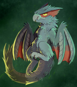 ambiguous_gender beak black_claws blue_body blue_feathers chibi claws feathers feral green_background light membrane_(anatomy) membranous_wings red_body red_feathers simple_background solo tail toe_claws wing_claws wings yellow_eyes crownedvictory capcom european_mythology monster_hunter mythology doop dragon flying_wyvern mythological_creature mythological_scalie nargacuga scalie western_dragon wyvern 2020 hi_res lighting shaded