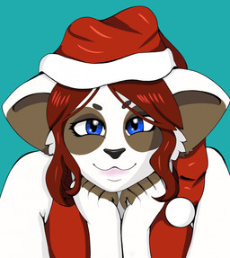 anthro christmas_clothing christmas_headwear clothing hand_on_head hat headgear headwear holidays looking_at_viewer male santa_hat solo christmas herpestid mammal meerkat hi_res