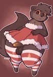 anthro balls brown_balls brown_body brown_ears brown_foreskin brown_fur brown_hair brown_penis brown_tail christmas_clothing clothed clothing crossdressing femboy fingers flaccid fluffy fluffy_tail foreskin front_view fur genitals glans hair holidays legwear male male_anthro mouth_closed orange_glans orange_sclera pattern_clothing pattern_legwear pattern_thigh_highs penis presenting presenting_penis red_clothing simple_background solo striped_clothing striped_legwear striped_thigh_highs stripes tail thick_thighs thigh_highs wide_hipped_anthro wide_hipped_male wide_hips conditional_dnp welwraith christmas erin_(welwraith) gulonine mammal marten mustelid musteline sable_(marten) 2024 artist_name digital_drawing_(artwork) digital_media_(artwork) full-length_portrait portrait nonbinary_(lore)