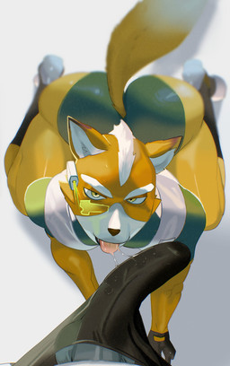 anthro big_bulge big_butt boots bubble_butt bulge bulge_lick butt clothing duo erection eyebrows first_person_view footwear fur genitals huge_butt humanoid_genitalia humanoid_penis leotard licking looking_at_viewer male male/male male_pov oral orange_body orange_fur penile penis penis_lick scouter sex shoes tail tenting tongue fluffedwings nintendo star_fox fox_mccloud canid canine fox mammal absurd_res hi_res