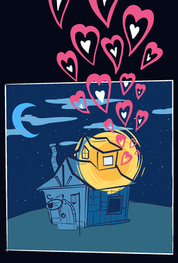 building cloud comic_panel exterior heart_symbol moon night not_furry offscreen_sex star tavern window zero_pictured vanilla_candy unicorn_blood_(comic) comic hi_res restricted_palette