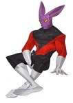 anthro bodysuit clothed clothing embarrassed erection erection_under_clothing male purple_body skinsuit solo spandex superhero tight_clothing cxcxxcxxxx dragon_ball dragon_ball_super dyspo alien domestic_cat felid feline felis mammal absurd_res hi_res