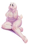 4_toes anthro big_breasts blue_eyes blush breasts featureless_breasts featureless_crotch feet female fur horn looking_at_viewer mature_anthro mature_female nude simple_background sitting slightly_chubby solo toes white_background white_body white_fur aruurara undertale undertale_(series) toriel bovid caprine goat mammal 2020 absurd_res digital_media_(artwork) full-length_portrait hi_res portrait