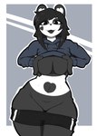 absurd_res anthro bear bottomwear bottomwear_down breasts clothed clothing conditional_dnp digital_media_(artwork) featureless_breasts female giant_panda heart_symbol hi_res kenny_(kenashcorp) looking_at_viewer mammal medium_breasts open_mouth pants pants_down partially_clothed quin-nsfw shorts shorts_down smile smiling_at_viewer solo standing thick_thighs wide_hips