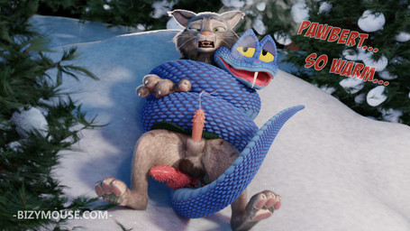 2_penises anal anal_penetration animal_genitalia animal_penis anthro balls coiling dialogue duo ejaculation genitals hemipenes male male/male multi_genitalia multi_penis paws penetration penile_spines penis questionable_consent snow winter bizymouse disney zootopia gary_de'snake pawbert_lynxley 16:9 2025 3d_(artwork) digital_media_(artwork) widescreen