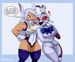 anthro clothed clothing duo female fingers leotard red_eyes text whiskers e4hargus five_nights_at_freddy's my_hero_academia scottgames rumi_usagiyama vanny_(fnaf) animal_humanoid humanoid lagomorph lagomorph_humanoid leporid mammal mammal_humanoid quirked_human_(my_hero_academia) rabbit 2023 absurd_res crossover digital_media_(artwork) english_text hi_res