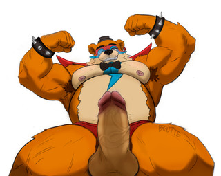 anthro armpit_hair balls belly_hair big_balls big_bulge big_penis body_hair brown_hair bulge chest_hair circumcised clothing erection flexing flexing_bicep flexing_both_biceps flexing_muscles flexing_pecs genitals glans hair hat headgear headwear humanoid_genitalia humanoid_penis looking_at_viewer looking_down looking_down_at_viewer machine male male/male musclegut muscular muscular_male navel nipples overweight overweight_anthro overweight_male penis pubes seductive simple_background solo standing vein veiny_balls veiny_penis white_background brutte five_nights_at_freddy's five_nights_at_freddy's:_security_breach scottgames steel_wool_studios freddy_(fnaf) glamrock_freddy animatronic bear brown_bear grizzly_bear mammal robot ursine 5:4