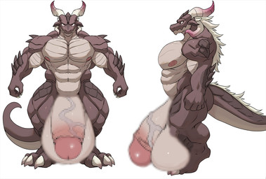 abs anthro balls biceps big_balls big_butt big_penis butt genitals horn huge_balls huge_penis humanoid_genitalia humanoid_penis hyper hyper_balls hyper_genitalia hyper_penis male muscular muscular_anthro muscular_male nipples pecs penis side_view solo standing zex mythology ragnar_drevalk_(zex) dragon mythological_creature mythological_scalie scalie censored model_sheet mosaic_censorship