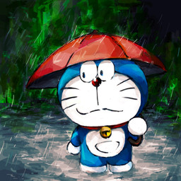 anthro bell blue_body blue_fur collar front_view fur holding_object holding_umbrella machine male mouth_closed outside plant pouch_(anatomy) raining red_collar red_nose solo standing tree umbrella whiskers white_body white_fur mt_tg doraemon doraemon_(character) domestic_cat felid feline felis mammal robot 1:1 2020 absurd_res hi_res shaded
