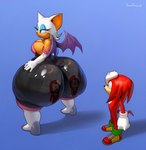 2024 anthro bat big_breasts big_butt breasts butt cleavage clothed clothing duo echidna female glistening glistening_clothing hi_res huge_butt hyper hyper_butt knuckles_the_echidna looking_at_butt male male/female mammal monotreme rouge_the_bat sega sonic_the_hedgehog_(series) tail tight_clothing totesfleisch8 wide_eyed wide_hips wings
