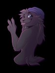 anthro beanie claws clothing finger_claws fluffy fluffy_tail gesture hand_gesture hat headgear headwear looking_back male simple_background solo tail tongue tongue_out transparent_background v_sign northrenegade taylor_(honmeg) lagomorph mammal absurd_res alpha_channel hi_res