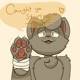 anthro chest_tuft claws dialogue feet foot_fetish foot_focus fur grey_body grey_fur heart_symbol kiss_mark kiss_mark_on_foot looking_at_viewer male orange_eyes pawpads paws solo talking_to_viewer teasing teasing_viewer toe_claws tuft hypnocatto citrine_(hypnocatto) domestic_cat felid feline felis mammal 1:1 2026 colored hi_res