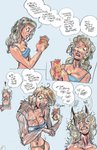 anthro blonde_hair bra clothing comic emma_(emma) equid equine female forced forced_transformation growth hair hi_res horse humanoid mamabliss mammal muscle_growth muscular muscular_anthro muscular_female panties scared solo tattoo transformation underwear worried