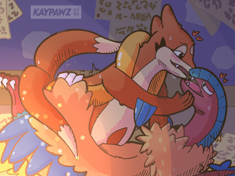 anthro blush bodily_fluids cuddling duo feathers feral heart_symbol holding_another kissing male male/male sweat kaypawz nintendo pokemon pokemon_mystery_dungeon spike_chunsoft aerial_explorer_archen marine_explorer_buizel archeops floatzel fossil_pokemon generation_4_pokemon generation_5_pokemon pokemon_(species) 4:3 hi_res