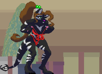 accessory anthro bdsm big_breasts black_body black_fur bondage bottomwear bouncing_breasts bound bow_ribbon breasts christmas_clothing clothed clothing digitigrade feet female female_penetrated fur green_eyes hair hair_accessory hair_ribbon holidays looking_at_viewer nipples paws penetration restraints ribbon_bondage ribbons simple_background smile solo striped_body stripes tail teasing text toes tongue topless underwear undressing white_body white_fur tsunamidusher christmas veroniva_iche_(tsunamidusher) felid hybrid mammal pantherine tiger 2025 alpha_channel animated digital_media_(artwork) pixel_(artwork) pixel_animation