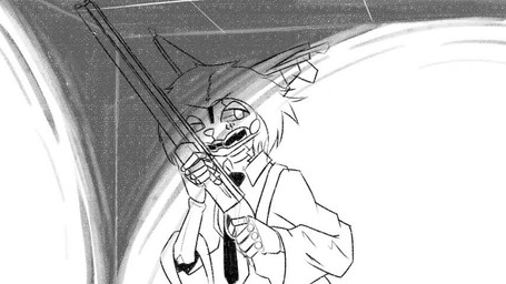 accessory anthro clothed clothed_anthro clothing detailed_background female gun hair long_tail machine motion_blur necktie ranged_weapon short_hair shotgun solo tail weapon gatonejo sound_warning payday_2 jacket_(hotline_miami) domestic_cat felid feline felis mammal robot animated digital_media_(artwork) english_audio greyscale line_art monochrome short_playtime sketch sound video voice_acted