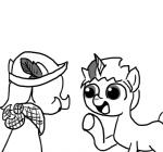 bandanna clothing duo earth_pony emerald_jewel_(colt_quest) equid equine fan_character feathers feral ficficponyfic hasbro hat headgear headwear horn horse kerchief male mammal monochrome my_little_pony mythological_creature mythological_equine mythology pony unicorn young young_feral
