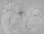 5_toes against_surface anthro anthrofied bangs barefoot biped bodily_fluids bottomwear breasts claws clothed clothing crop_top cute_fangs dark_eyelids eyebrow_through_hair eyebrows eyelashes fangs feet female foot_focus foreshortening front_view fur hair half-closed_eyes head_tuft humanoid_feet looking_at_viewer looking_down looking_down_at_viewer low-angle_view medium_breasts musk musk_clouds narrowed_eyes neck_tuft on_glass open_mouth open_smile perspective plantigrade pokemorph screen shirt simple_background smelly smelly_feet smile smiling_at_viewer snaggle_tooth soles solo squish steam steamy_feet sweat sweaty_feet tail tail_tuft teasing teeth thick_eyelashes toe_claws toes topwear translucent translucent_hair tuft worm's-eye_view saaxon nintendo pokemon fan_character fang_the_weavile generation_4_pokemon mammal pokemon_(species) weavile 2022 absurd_res digital_drawing_(artwork) digital_media_(artwork) hi_res monochrome