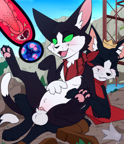 animal_genitalia animal_penis anthro anthro_on_feral anthro_penetrating anthro_penetrating_feral balls bestiality big_ears black_lips bodily_fluids boots cape cervical_contact clothing crescent_moon crown cum cum_in_uterus cum_in_vagina cum_inside cumshot cute_fangs dipstick_tail duo ejaculation eyes_closed fangs feline_genitalia feline_penis female female_penetrated feral feral_penetrated footwear genital_fluids genitals green_eyes headgear impregnation inner_ear_fluff internal internal_vaginal intraspecies intraspecies_bestiality intraspecies_impregnation kerchief kerchief_only lips lying male male/female male_on_feral male_penetrating male_penetrating_female markings moon mostly_nude neckerchief neckerchief_only neckwear on_back on_bottom on_top outside ovum pawpads penetration penile penile_penetration penile_spines penis penis_in_vagina quadruped reverse_cowgirl_position semi-anthro sex shoes sky smile sperm_cell tail tail_markings teeth tuft uterus vaginal vaginal_penetration whiskers meraence final_fantasy final_fantasy_vii square_enix cait_sith_(ff7) domestic_cat felid feline felis mammal hi_res