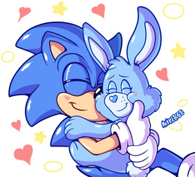 anthro blue_body blue_fur blush blush_lines cloudco duo eyes_closed female fur happy heart_symbol hug male male/female smile star tan_body mirakee care_bear_cousins care_bears sega sonic_the_hedgehog_(series) sonic_the_hedgehog swift_heart_rabbit eulipotyphlan hedgehog lagomorph leporid mammal rabbit crossover hi_res signature