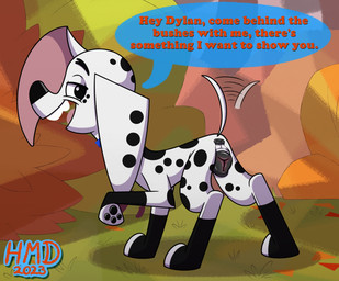 anatomically_correct anatomically_correct_genitalia anatomically_correct_vulva animal_genitalia animal_vulva anus black_anus black_vulva blush body_blush butt canine_genitalia canine_vulva dialogue female female_feral feral fur genital_focus genitals looking_at_viewer looking_back open_mouth pawpads paws perineum plump_labia presenting presenting_vulva solo speech_bubble spots tail tail_motion tailwag talking_feral teeth text tongue toony vulva vulva_blush vulva_focus white_body white_fur young young_female young_feral conditional_dnp hmdkoba 101_dalmatian_street 101_dalmatians disney dolly_(101_dalmatians) canid canine canis dalmatian domestic_dog mammal 2023 artist_name dated english_text hi_res