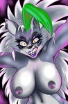 anthro areola big_breasts breasts ear_piercing ear_ring eyebrows eyelashes eyeshadow female green_highlights hair highlights_(coloring) lips long_hair looking_at_viewer makeup navel nipples nude piercing pupils purple_eyeshadow purple_lips red_pupils ring_piercing sharp_teeth solo teeth white_hair yellow_eyes crunkerton five_nights_at_freddy's five_nights_at_freddy's:_security_breach scottgames steel_wool_studios roxanne_wolf canid canine canis mammal wolf 2023 absurd_res digital_media_(artwork) hi_res