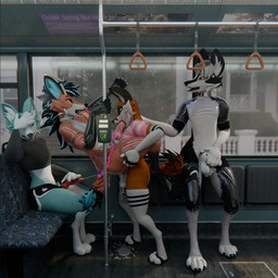 anal anal_penetration anthro antlers bodily_fluids bottomwear bus clothed clothing collar commercial_vehicle cum cum_in_ass cum_in_mouth cum_inside ejaculation erection erection_under_skirt exhibitionism fellatio fellatio_while_penetrating flaccid genital_fluids genitals group hand_on_shoulder horn inside knot knotted_penis knotting legwear male male/male masturbation one_eye_obstructed oral oral_while_penetrating partially_clothed penetration penile penis public public_nudity public_sex public_transportation sex skirt standing standing_sex thigh_highs vehicle wings sanythefox rabbid_foulfellow_(sanythefox) sany_van_fox sol_heylyn_(sanythefox) canid canine canis fox lagomorph mammal wolf wolpertinger 1:1 3d_(artwork) absurd_res digital_media_(artwork) hi_res