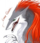 anthro claws green_eyes male open_mouth rape_face simple_background solo teeth text white_background raesheris mammal sergal english_text