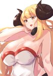 big_breasts blonde_hair breasts cleavage clothed clothing female hair open_mouth simple_background solo white_background kai_kageo cygames granblue_fantasy anila_(granblue) animal_humanoid bovid bovid_humanoid caprine caprine_humanoid draph humanoid mammal mammal_humanoid hi_res