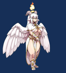 big_breasts biped blush breasts clothed clothing feathered_wings feathers female fire glistening glistening_body hair looking_at_viewer pupils smile solo standing thick_thighs three-quarter_view white_clothing white_hair wings theyeager humanoid winged_humanoid alpha_channel hi_res