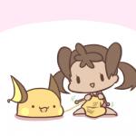 1:1 2019 duo generation_1_pokemon human knitting low_res mammal nintendo open_mouth pokemon pokemon_(species) raichu rairai-no26-chu shauna_(pokemon) yarn