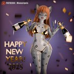 alcohol alcohol_bottle anthro beverage bikini champagne clothing female golden_clothes pubes simple_background solo swimwear two-piece_swimsuit monarquis new_year_2025 momo_(monarquis) felid mammal pantherine snow_leopard 1:1 3d_(artwork) absurd_res digital_media_(artwork) hi_res