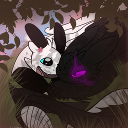 black_body blue_eyes claws cloud duo female feral fire flower gradient_background leaf long_tail male mountain one_eye_closed open_mouth plant purple_eyes shadow simple_background sky smile spikes sunset tail teeth white_body wings kajizy dreamworks european_mythology how_to_train_your_dragon mythology evangeline_(kajizy) michael_(kajizy) dragon fury_(httyd) light_fury mythological_creature mythological_scalie night_fury scalie western_dragon 1:1