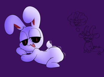 ambiguous_gender anthro bedroom_eyes butt narrowed_eyes purple_background seductive shaking_butt simple_background tail tail_motion tailwag crazymazies chikn_nuggit mythology fwench_fwy_(chikn_nuggit) iscream_(chikn_nuggit) dragon lagomorph leporid mammal mythological_creature mythological_scalie rabbit scalie digital_media_(artwork) hi_res nonbinary_(lore)