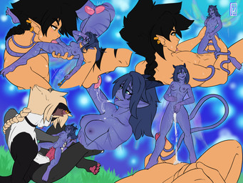 3_toes anthro blue_body blue_skin bodily_fluids bottomwear braided_hair breasts clothing cum cum_drip cum_in_vagina cum_inside dripping duo ear_piercing ear_ring feet female gem genital_fluids genitals hair horn humanoid_pointy_ears insect_wings licking long_legs long_tail looking_at_viewer male male/female oral penetration piercing pointy_ears presenting ring_piercing sex size_difference slim solo spread_vulva spreading string tail thick_thighs thin_calves toes tongue tongue_penetration tribal vulva wide_hips wings kyu-maru kyu_maru zalenya_(fox_xd) alien alien_humanoid domestic_cat draconilk fairy felid feline felis humanoid mammal noxkat 4:3 digital_media_(artwork) hi_res