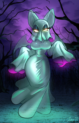 anthro bedsheet_ghost big_breasts breasts clothing eyelashes female ghost_costume glistening glowing glowing_eyes holidays membrane_(anatomy) membranous_wings night solo thick_thighs tight_clothing translucent wide_hips wings jamoart halloween sega sonic_the_hedgehog_(series) rouge_the_bat bat mammal 2025 absurd_res hi_res