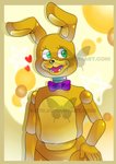 anthro bow_tie femboy green_eyes hand_on_hip heart_symbol long_ears looking_aside machine male open_mouth open_smile smile solo yellow_body e-c98 five_nights_at_freddy's five_nights_at_freddy's_3 five_nights_at_freddy's_4 scottgames spring_bonnie_(fnaf) animatronic lagomorph leporid mammal rabbit robot 2015 better_version_at_source hi_res irreplaceable_bvas unavailable_at_source watermark