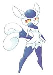 anthro biped blue_body blue_hair breasts featureless_breasts featureless_crotch female generation_6_pokemon hair half-closed_eyes hi_res looking_at_viewer meowstic multicolored_body narrowed_eyes neck_tuft nintendo noirchaton4 open_mouth pokemon pokemon_(species) red_eyes simple_background slim_female small_breasts small_waist solo tuft two_tone_body white_body wide_hips yellow_sclera