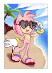 beach casual_nudity clothing exposed_feet eyewear featureless_chest featureless_crotch female footwear gloves handwear heart_symbol mostly_nude natural_alt outside sandals seaside shoes solo sunglasses thin_calves thin_legs thin_thighs hearttheglaceon sega sonic_the_hedgehog_(series) amy_rose eulipotyphlan hedgehog mammal hi_res