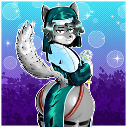 5_fingers ambiguous_gender anthro big_butt bottomwear butt clothed clothing detailed_background femboy fingers fishnet_clothing fishnet_legwear fur grey_body grey_fur hair jockstrap legwear looking_at_viewer looking_back male nun_outfit religious_symbol simple_background smile solo tail thick_thighs underwear white_body white_fur wide_hips axelkirby axel_(axelkirby) canid canine fox grey_fox mammal urocyon 1:1 2026 absurd_res digital_drawing_(artwork) digital_media_(artwork) hi_res monochrome