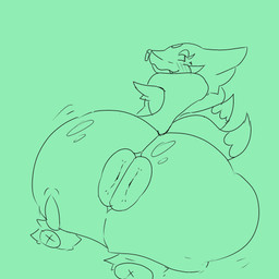 2_anuses 2_tails ambiguous_gender anus big_butt butt facial_piercing feral green_background huge_butt hyper hyper_butt looking_at_viewer looking_back multi_anus multi_tail nose_piercing nose_ring nude piercing presenting presenting_anus ring_piercing simple_background solo tail hollowedwood nintendo pokemon floatzel generation_4_pokemon pokemon_(species) 1:1 2026 absurd_res hi_res