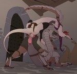 animal_genitalia animal_penis anus armor balls belt butt canine_genitalia canine_penis claws clothed clothed_feral clothing cobblestone detailed_background door duo female feral fur genitals hands_together hat headgear headwear hug knot lingerie_on_feral looking_at_another male male/female open_mouth penetration penile penile_penetration penis pussy riding sex smyle tail tired_expression vaginal vaginal_penetration dlrp99 riven_(atrumpet) canid canine lizard mammal reptile scalie unknown_species colored hi_res signature