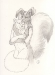 anthro claws cuddling duo flaccid fur genitals happy hug hugging_another hugging_from_behind love male male/male nude penis relaxing simple_background tail tail_wraps tuft wraps dark_natasha skunkhase arctic_fox canid canine fox hybrid lagomorph leporid mammal mephitid rabbit skunk true_fox 2010 signature sketch