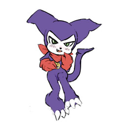 ambiguous_gender anthro blush blush_lines clothing cute_fangs fangs featureless_crotch floating_hearts gloves green_eyes handwear heart_symbol looking_at_viewer male open_mouth purple_body simple_background smile smiling_at_viewer solo tail tail_motion tail_whip teeth tongue forurune bandai_namco digimon digimon_(species) imp impmon mammal 1:1 animated colored frame_by_frame hi_res no_sound short_playtime webm