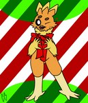 abstract_background anthro anthrofied heart_symbol holidays looking_at_viewer male pokemorph ribbons solo cyberrodrigo christmas nintendo pokemon torchy avian generation_3_pokemon pokemon_(species) torchic hi_res