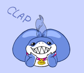 ass_clapping big_butt butt collar feral looking_at_viewer lying male on_front smile solo sound_effects tail teeth pirita_xd jeff_the_land_shark aquatic fish shark animated no_sound short_playtime video