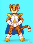 anthro armor biped briefs clothing eyebrows fur hands_on_hips male shota solo tail tighty_whities underwear white_briefs white_clothing white_underwear young young_anthro young_male iztli iztli_(iztli) felid jaguar mammal pantherine 2024 hi_res