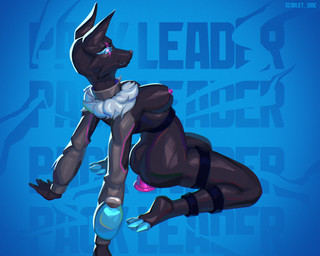 anthro armwear belt big_breasts big_butt black_body blue_eyelashes breasts butt claws clothing coat dildo dildo_insertion ears_front eyelashes female female_penetrated fur fur_collar looking_at_viewer nipples nude open_mouth penetration pink_dildo pink_eyes pink_nipples sex_toy sex_toy_insertion side_eye smile solo text thick_thighs topwear scarlet_side epic_games fortnite pack_leader_highwire canid canine canis mammal wolf 2026 5:4 digital_media_(artwork) hi_res
