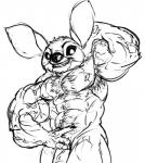 2012 alien areola armpit_hair biceps big_muscles black_and_white body_hair disney experiment_(lilo_and_stitch) flexing furry_(artist) genitals grin hairy huge_muscles lilo_and_stitch male monochrome muscular muscular_male penis simple_background sketch smile solo stitch_(lilo_and_stitch) vein veiny_penis white_background
